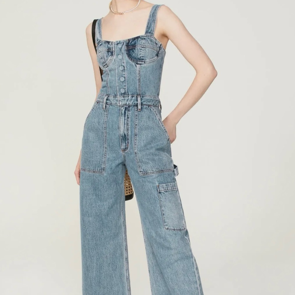 Agolde Blue Denim Overalls Classic Style